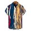 Men's Vintage Shirt Multicolor Oil Painting Vertical Stripe Print Button Up Shirt - multicolor 2XL