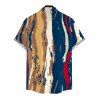 Men's Vintage Shirt Multicolor Oil Painting Vertical Stripe Print Button Up Shirt - multicolor 2XL