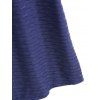 Men's Casual Shirt Solid Color Wavy Jacquard Embossed Texture Print Button Up Shirt - Bleu de Minuit 5XL