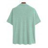 Men's Casual Shirt Solid Color Wavy Jacquard Embossed Texture Print Button Up Shirt - Vert clair 2XL