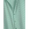 Men's Casual Shirt Solid Color Wavy Jacquard Embossed Texture Print Button Up Shirt - Vert clair 2XL