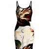 Vacation Dress Splash Ink Floral Print Spaghetti Strap Maxi Bodycon Dress - multicolor XXL | US 14