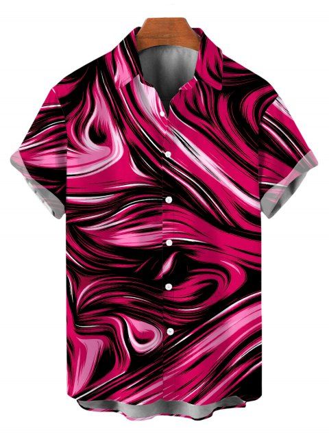 Men's Vacation Shirt Colorblock Fluid Swirl Print Button Up Shirt