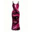 Vacation Dress Colorblock Fluid Swirl Print Spaghetti Strap Maxi Bodycon Dress - Rouge Rose XXL | US 14