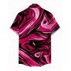 Vacation Couple Outfit Colorblock Fluid Swirl Print Spaghetti Strap Maxi Bodycon Dress and Shirt Set - Rouge Rose S | US 4