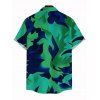 Men's Vacation Shirt Contrast Color Tropical Leaf Ink Wash Smudge Print Button Up Shirt - Vert profond 5XL