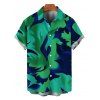 Men's Vacation Shirt Contrast Color Tropical Leaf Ink Wash Smudge Print Button Up Shirt - Vert profond 5XL