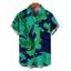 Men's Vacation Shirt Contrast Color Tropical Leaf Ink Wash Smudge Print Button Up Shirt - Vert profond 5XL