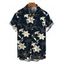 Men's Vacation Shirt Metallic Gold Lily Floral Print Button Up Shirt - Bleu de Minuit 5XL