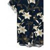 Men's Vacation Shirt Metallic Gold Lily Floral Print Button Up Shirt - Bleu de Minuit 5XL
