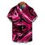 Men's Vacation Shirt Colorblock Fluid Swirl Print Button Up Shirt - Rouge Rose 5XL