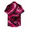 Men's Vacation Shirt Colorblock Fluid Swirl Print Button Up Shirt - Rouge Rose 5XL