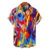 Men's Vintage Vacation Shirt Colorblock Oil Painting Tie Dye Print Button Up Shirt - multicolor A 5XL
