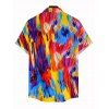 Men's Vintage Vacation Shirt Colorblock Oil Painting Tie Dye Print Button Up Shirt - multicolor A 5XL