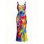 Vintage Vacation Dress Colorblock Oil Painting Tie Dye Print Spaghetti Strap Maxi Bodycon Dress - multicolor A XXL | US 14