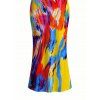 Vintage Vacation Dress Colorblock Oil Painting Tie Dye Print Spaghetti Strap Maxi Bodycon Dress - multicolor A XXL | US 14