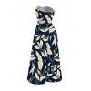 Vintage Hawaiian Couple Outfit Tropical Leaf Print Pocket Bowknot Off the Shoulder Jumpsuit and Shirt Set - Cadetblue S | US 4