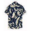 Vintage Hawaiian Couple Outfit Tropical Leaf Print Pocket Bowknot Off the Shoulder Jumpsuit and Shirt Set - Cadetblue S | US 4