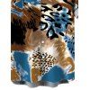 Men's Vacation Shirt Colorblock Leopard Print Button Up Shirt - multicolor 5XL