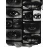 Men's Gothic Shirt Eyes Lips Checkered Collage Patchwork Print Button Up Shirt - Noir 5XL