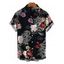 Men's Vacation Shirt Chinese Style Shimmer Dragon Cloud Peony Floral Print Button Up Shirt - Noir 5XL