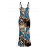 Vacation Dress Colorblock Leopard Print Spaghetti Strap Maxi Bodycon Dress - multicolor XXL | US 14