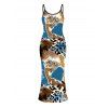 Vacation Dress Colorblock Leopard Print Spaghetti Strap Maxi Bodycon Dress - multicolor XXL | US 14