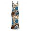 Vacation Dress Colorblock Leopard Print Spaghetti Strap Maxi Bodycon Dress - multicolor XXL | US 14