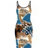 Vacation Dress Colorblock Leopard Print Spaghetti Strap Maxi Bodycon Dress - multicolor XXL | US 14