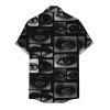 Gothic Couple Outfit Eyes Lips Checkered Collage Patchwork Print Spaghetti Strap Maxi Bodycon Dress and Shirt Set - Noir S | US 4