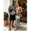 Vacation Couple Outfit Colorblock Leopard Print Spaghetti Strap Maxi Bodycon Dress and Shirt Set - multicolor S | US 4
