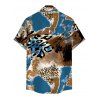 Vacation Couple Outfit Colorblock Leopard Print Spaghetti Strap Maxi Bodycon Dress and Shirt Set - multicolor S | US 4