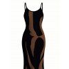 Vacation Dress Contrast Color Ink Wash Irregular Brush Stroke Print Spaghetti Strap Bodycon Dress - marron foncé XL | US 12