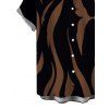 Men's Vacation Shirt Contrast Color Ink Wash Irregular Brush Stroke Print Button Up Shirt - marron foncé S