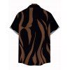 Men's Vacation Shirt Contrast Color Ink Wash Irregular Brush Stroke Print Button Up Shirt - marron foncé XL