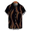 Men's Vacation Shirt Contrast Color Ink Wash Irregular Brush Stroke Print Button Up Shirt - marron foncé 5XL
