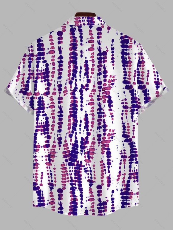 Men's Vacation Shirt Snake Skin Tie Dye Print Button Up Shirt - Pourpre 5XL