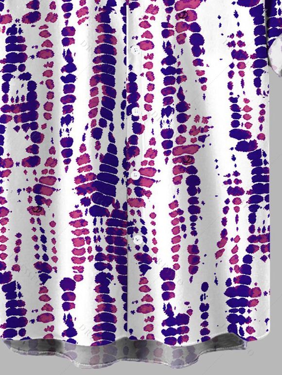 Men's Vacation Shirt Snake Skin Tie Dye Print Button Up Shirt - Pourpre 5XL