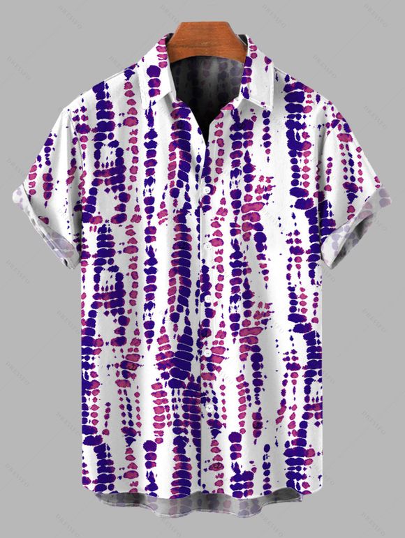Vacation Couple Outfit Snake Skin Tie Dye Print Spaghetti Strap Maxi Bodycon Dress and Shirt Set - Pourpre S | US 4