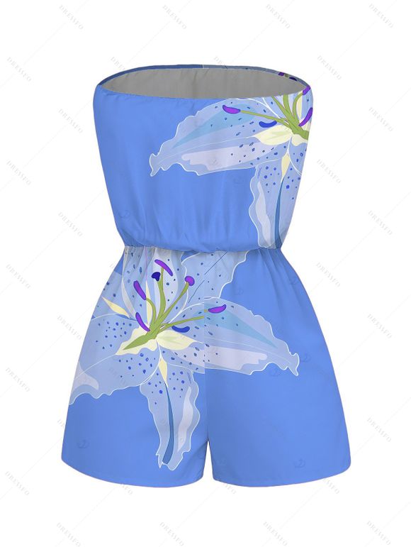 Vacation Couple Outfit Lily Floral Print Pocket Off the Shoulder Romper and Shirt Set - Pers S | US 4