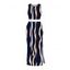 Vintage Women Outfit Vertical Wave Stripe Print Cropped Tank Top and Slit Bodycon Skirt Set - Bleu de Minuit XXL | US 14