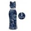 Casual Women Outfit Vintage Faux Denim Print Tank Top and Slit Bodycon Skirt Set - Bleu profond XL | US 12