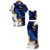 Vacation Couple Outfit Metallic Gold Fluid Marble Print Cropped Tank Top Bodycon Slit Skirt Set and Shirt Set - Bleu profond S | US 4