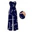 Vacation Jumpsuit Geometric Line Print Bowknot Pocket Off the Shoulder Jumpsuit - Bleu profond S | US 4