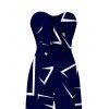 Vacation Jumpsuit Geometric Line Print Bowknot Pocket Off the Shoulder Jumpsuit - Bleu profond XXL | US 14