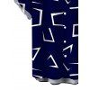 Men's Vacation Shirt Geometric Line Print Button Up Shirt - Bleu profond S
