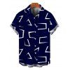 Men's Vacation Shirt Geometric Line Print Button Up Shirt - Bleu profond XL