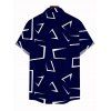 Men's Vacation Shirt Geometric Line Print Button Up Shirt - Bleu profond 2XL