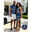 Casual Couple Outfit Vintage Faux Denim Print Tank Top Slit Bodycon Skirt and Shirt Set - Bleu profond S | US 4