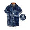 Casual Couple Outfit Vintage Faux Denim Print Tank Top Slit Bodycon Skirt and Shirt Set - Bleu profond S | US 4